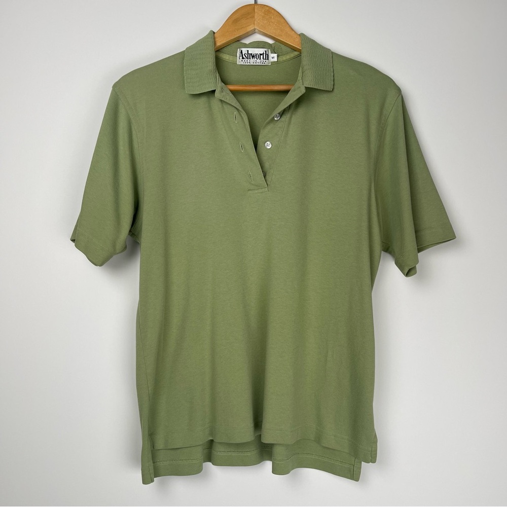 Ashworth Green Polo Shirt Classic Knit Short Sleeve